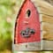 Glitzhome® 8.5" Washed Red Distressed Wood Birdhouse